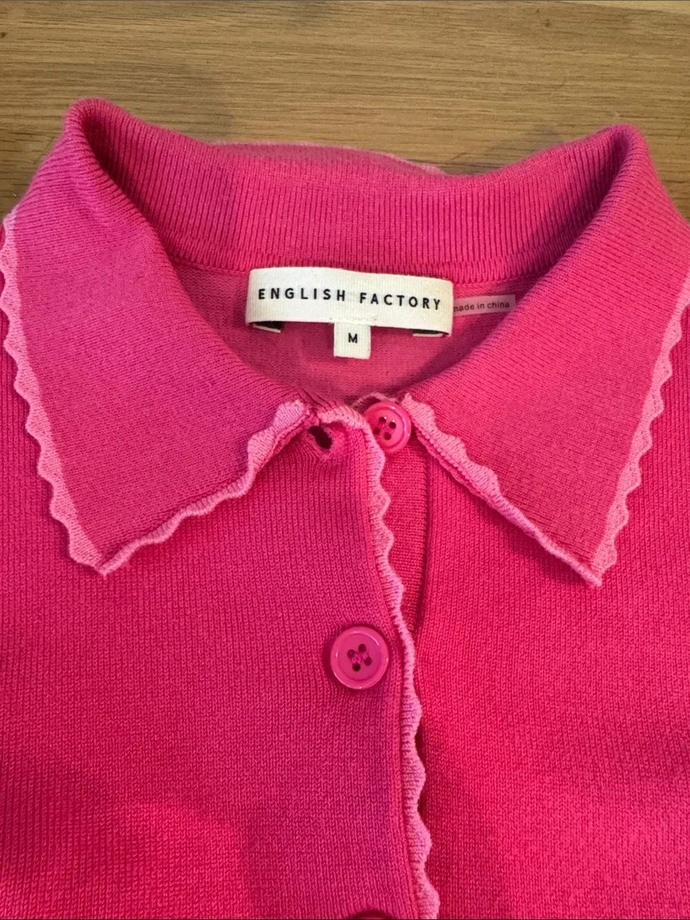 English Factory Pink Scalloped Collar Button Pullover - Picture 2 of 5